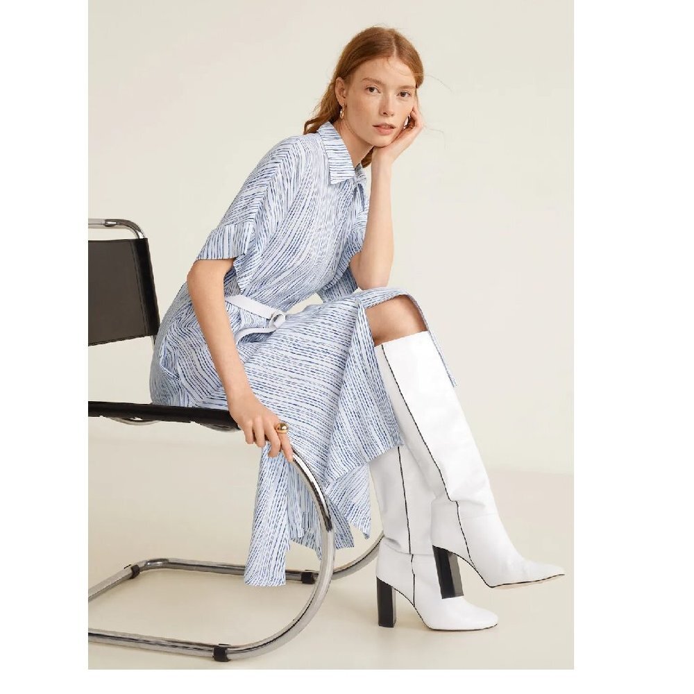 MANGO Stripped Print Dress